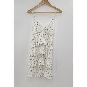 Forever 21 Tiered Floral Print Strappy‎ Sleeve Mini Dress Size Sm Boho Prairie